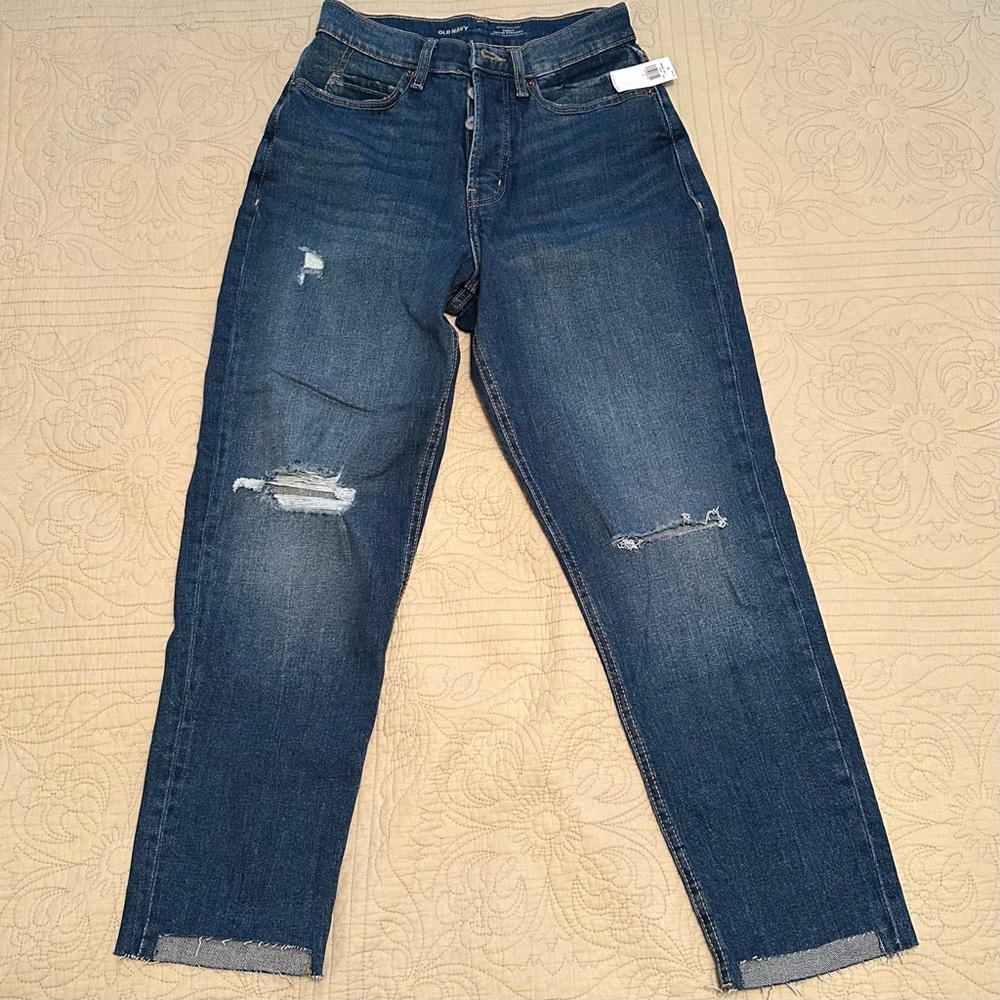 Women’s Curvy Old Navy Extra Hi Rise Ski-Hi Straight Jeans, Size 4